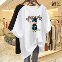 【初色】寬鬆卡通兔子圖案英文字母印花圓領短袖T恤上衣女上衣-共9色-32859(M-2XL可選)