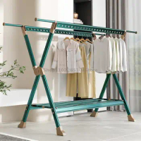 Clothes Drying Rack Floor-to-ceiling Folding Household Drying Rack Balcony Telescopic Clothes Drying Rod Drying Quilt Artifact O