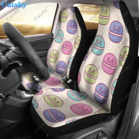 Macaron Pattern Print Universal Car Seat Covers Fit for Cars Trucks SUV or Van Auto Seat Cover Protector 2 PCS