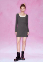 Urban Revivo 女装美式复古纯欲风撞色印花绑带连衣裙