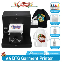 A4 DTG Garment Printer A4 DTG Flatbed Printer Direct Print to T-shirt Printing Machine Dark and Light Fabrics Print DTG Printer