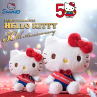 Sanrio Cartoon Character Hello Kitty 50th Anniversary Plush Doll Cute Backpack Pendant Sofa Pillow Doll Children's Birthday Gift
