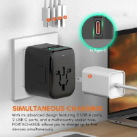 Universal Smart Travel Adapter Voltage Converter 2000W Adapter 880W Power Converter 220V to 110V US UK EU AU Over 200 Countries
