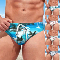 Men Sexy Bikini Swimming Trunks Men's Briefs Low-Waist Training Pant Beach Shorts Underwear Boxershorts Printed Panties Swimsuit