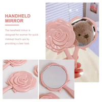 3D Stereo Retro Rose Flower Shape Cosmetic Makeup Compact Mirror Mirror Mirror Hand Compact Hand Mirror U5G3