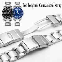 21mm Curved End Stainless steel Watch Strap for Longines master Conquest HydroConquest L3.642.4 L3.781.4 series Watchbands