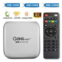 Q96 Mini Plus Smart TV Box 2022 New Android 10.1 Amlogic S905L Quad Core 2.4G WIFI 4K Set Top Box 8GB+128GB H.265 Media Player