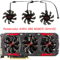 3Pcs/Set,75mm,GA81S2U,Video Card Fan,For POWERCOLOR R9 390 8GB,RX 570 4G,For Powercolor Red Devil RX 480 8G,Replace PLD08010S12H
