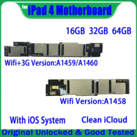 16GB 32GB 64GB For IPad 4 Motherboard Original Unlocked Wifi / Wifi+Cellular 3G A1458 A1459 A1460 Mainboard Tested Logic Boards