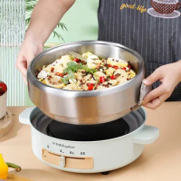 Noodle Soup Hot Pot Cover Ramen Cooker Meat Electric Chinese Hot Pot Vegetable Stainless Steel Home Fondue Chinoise Cookware