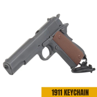 1911-Grey Mini Gun Keychain 1:4 Miniature Gun Shape Pistol Keyring Pendant Ornament Gift for Army Fan Model Collection