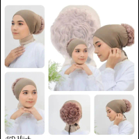 Ciput inner Turki/Daleman Turkey brukat Pita Renda Jilbab Hitam Kerudung