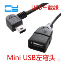 U2-037 USB-A female to male left curve MINI-B HOST OTG data line for car audio