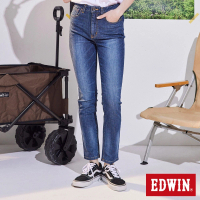 【EDWIN】女裝 修身顯瘦窄管直筒牛仔褲(酵洗藍)