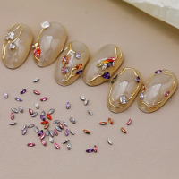 50PCS Mini Size 3D Zircon Marquise Shape Nail Art Rhinestone Charms Gem Stones Accessories Nail Decorations Supplies Materials