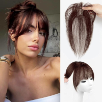 Bangs Hair Clip in Bangs Hair Toppers for Women 100% Real Human Hair Clip on Bangs for Women Dark Br
