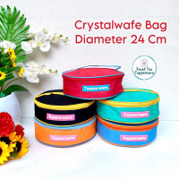 Tas Bekal Makan Crystalwafe Bag Tupperware/Tas Bekal Bulat (Zipper Bunga Es)