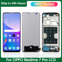 6.4" Original For Realme 7 Pro 5G LCD DisplayTouch Digiziter Assembly For Realme 7 Pro RMX2170 Screen Replacement, with frame