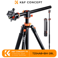 K&f Concept Lightweight Tripod 2.4 meters load 10 kg with detachable tripod for DSLR SLR (T254A8 BH-