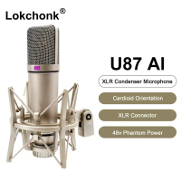 ไมโครโฟนคอนเดนเซอร์ U87 AI XLR ไมโครโฟนสตูดิโอคาร์ดิออยด์มืออาชีพ เหมาะสำหรับการบันทึก พอดคาสต์ ออกอ