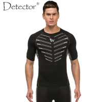 Detector Sport Man Leopard Camiseta Fitness Mens Compression Shirt Crossfit T-Shirt Running Tshirt Homme Cool Gym Clothing