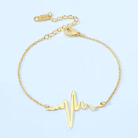 Stainless Steel Heartbeat Bracelet Bangle Electrocardiogram Jewelry For Women Men