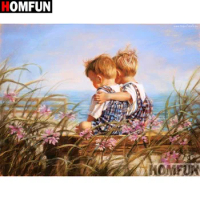 HOMFUN Full Square/Round Drill 5D DIY Diamond Painting "Couple child" Embroidery Cross Stitch 5D Home Decor A01651
