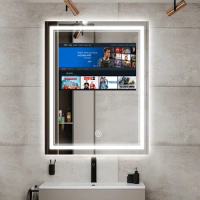 Factory Price Wall Mounted Magic Mirror Anti-Fog IP65 Waterproof Hotel Bathroom Touch Screen Mirror With Tv Android Smart Mirror