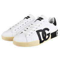 DOLCE&GABBANA Portofino經典DG LOGO休閒運動鞋(白x黑)