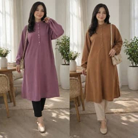 Tunik Panjang Wanita Jumbo LD 110 120 130 140 Gamis MTP2015 LD 140 Putih