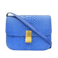 【二手名牌BRAND OFF】CELINE 賽琳 藍色 蛇皮 Classic Box Bag 肩背包