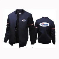 2024 Spring Autumn Men's Winning Boxing Logo Print Outdoor Fashion Stand Collar Casual Zipper Cardigan Comfortable Flight Jacket