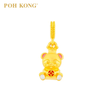 POH KONG 916/22K Yellow Gold Ancient Coin Bear With Enamel Pendant