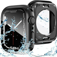 Glass+Cover for Apple Watch case 45mm 41mm accessories 44mm 40mm water proof Tempered Screen Protector iWatch series 7 8 SE 6 5