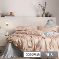 貝兒居家寢飾生活館 100%天絲七件式兩用被床罩組 飛顏(加大)
