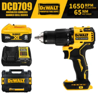 DEWALT DCD709 Kit 1/2in Brushless Cordless Compact Hammer Impact Drill Driver 20V Power Tools 1650RPM With Battery Charger
