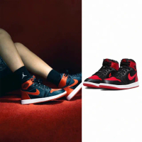 【NIKE 耐吉】Air Jordan 1 Retro High OG 黑紅絲綢 緞面 女鞋 休閒鞋 高筒 FD4810-061