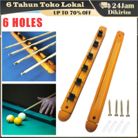 Murrey Wall Cue Rack - Rak Stick Dinding Kayu - Hold 6 PC Billiard Cue