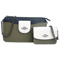 【COACH】馬車LOGO鏈條三合一子母斜背包(橄欖綠)