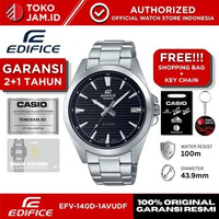 Jam Tangan Pria Casio Edifice EFV-140D-1AVUDF Original Analog Black Dial Stainless Steel Bracelet Da