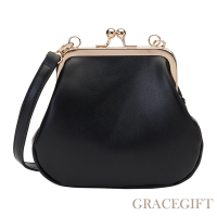 【Grace Gift】小貓聯名-雲朵泡芙2WAY口金包 黑