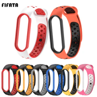 FIFATA Double Color Silicone Sport Strap For Xiaomi Mi Band 5 Smart Watch Replacement Wristband For Xiaomi Mi Band 5 Watch Strap