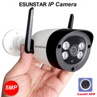CamHi Wireless 5MP SONY IMX335 Humanoid Recognition IP Camera Outdoor IR Security Camera 128GB SD Card WiFi Camera Speaker MIC
