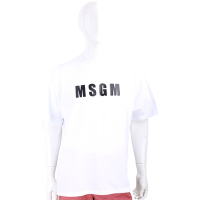 MSGM 品牌字母純棉白色短袖TEE T恤(男款)
