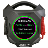 80000mAh Jump Starter 18000A 12V/24V Automatic Switch Portable Battery Booster Pack and Commercial Jumper Cables