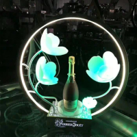 LED Rechargeable Lotus Flower Champagne Cocktail Whisky Drinkware Holder Bar Perrier Jouet Bottle Presenter for NightClub Party