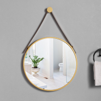 歐式簡約壁掛圓形鏡子化妝鏡浴室圓鏡衛生間鏡子洗手間打孔裝飾鏡