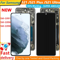 Super AMOLED S21 Ultra G998F LCD For Samsung Galaxy S21 Plus LCD With Frame S21 5G SM-G991B G996B G996U Display Touch Screen