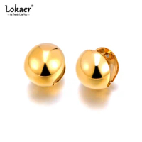 Lokaer 316L Stainless Steel Smooth Round Hollow Hoop Earrings For Women Anti Allergic Real Gold Plated Statement Jewelry E24015