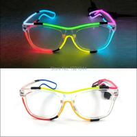 New Design EL Wire Flashing Glasses Colorful EL Neon Glasses LED Glasses Glowing Party Supplies Novelty Gift Glow Sunglasses